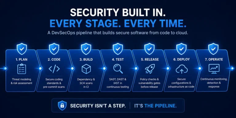 DevSecOps pipeline with security built into every development stage
