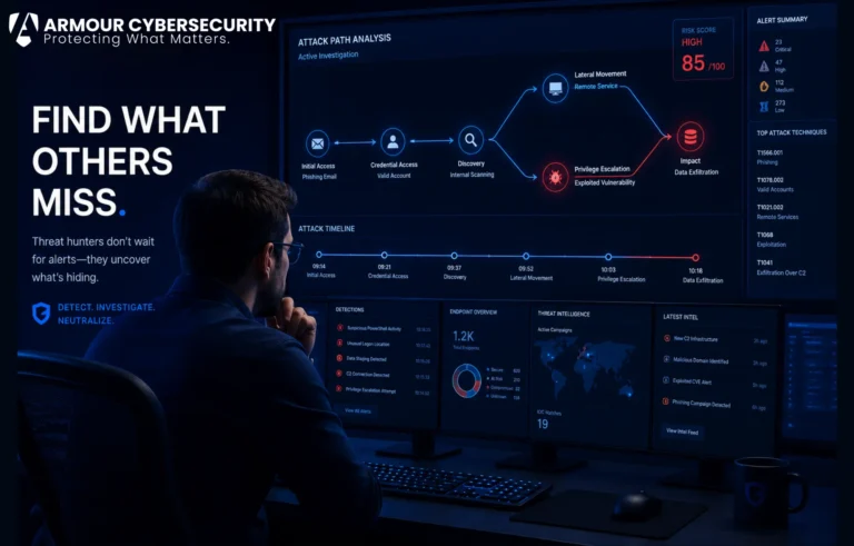 Cyber threat hunting analyst searching for hidden threats in a SOC
