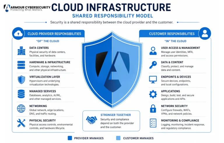 Cloud shared responsibility model split between provider and customer