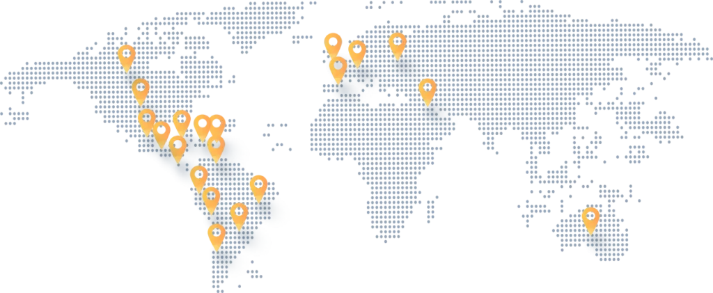 Global reach map showing Armour Cybersecurity service coverage