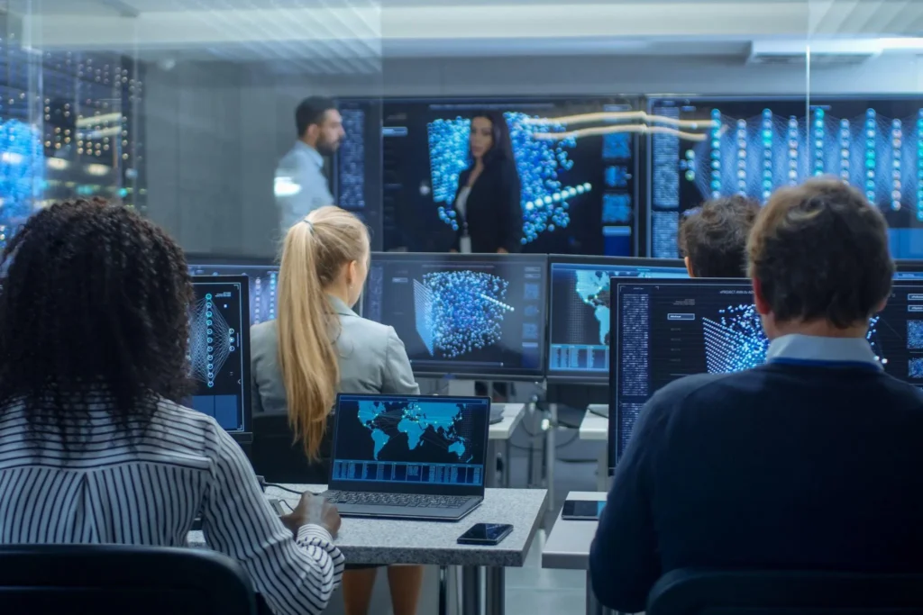 Cybersecurity professionals evaluating organizational security posture and identifying attack paths during a penetration test.