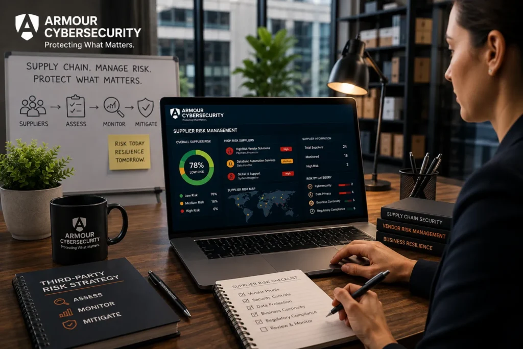 Cybersecurity team evaluating supplier risk management and third-party vendor security exposure