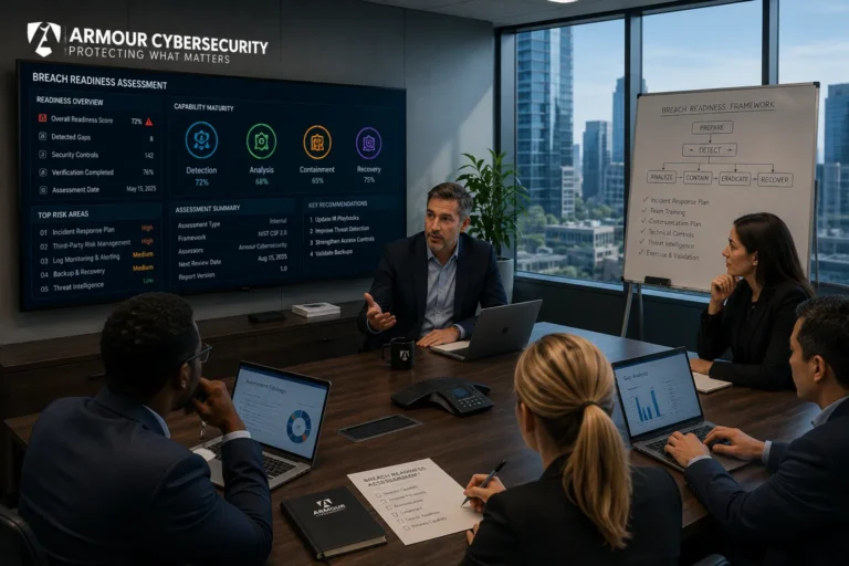 Cybersecurity breach coach leading an executive incident response strategy meeting