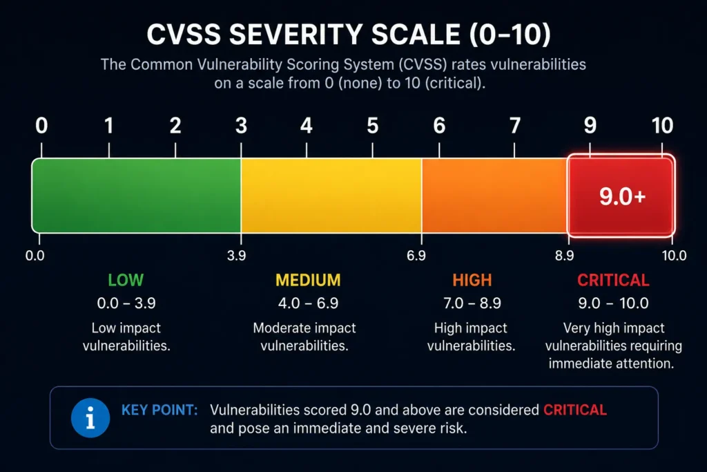CVSS severity scale rating vulnerabilities from 0 to 10