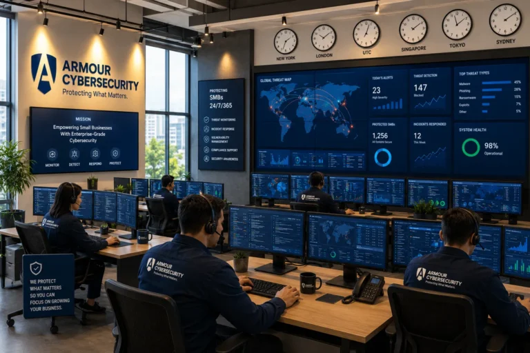 24/7 threat monitoring for small businesses - security operations center analysts monitoring SMB environments around the clock