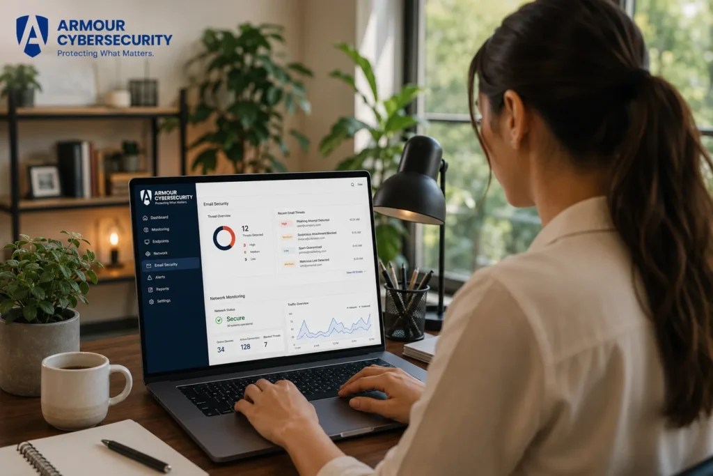 Managed security services for SMBs - layered defense covering endpoints, email, network, and vulnerability management