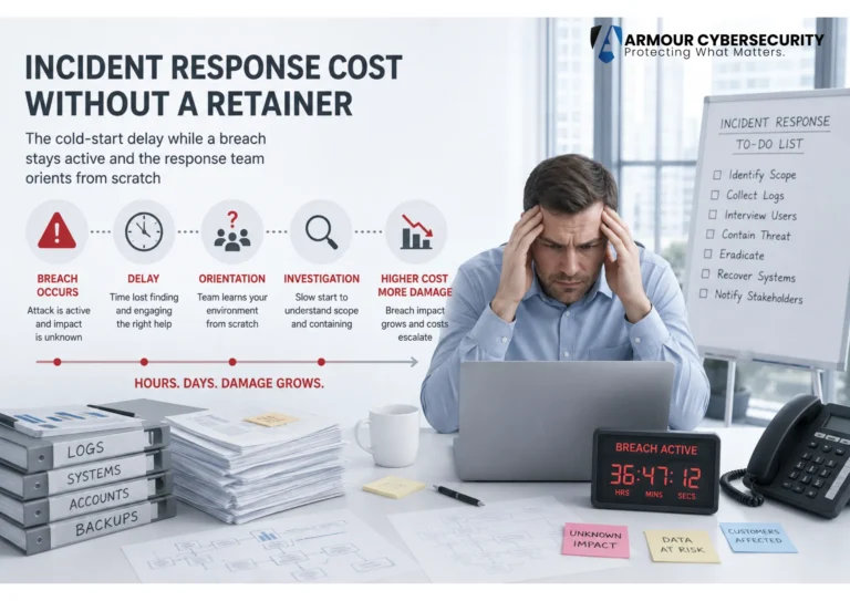Incident response cost without a retainer: the cold-start delay while a breach stays active and the response team orients from scratch