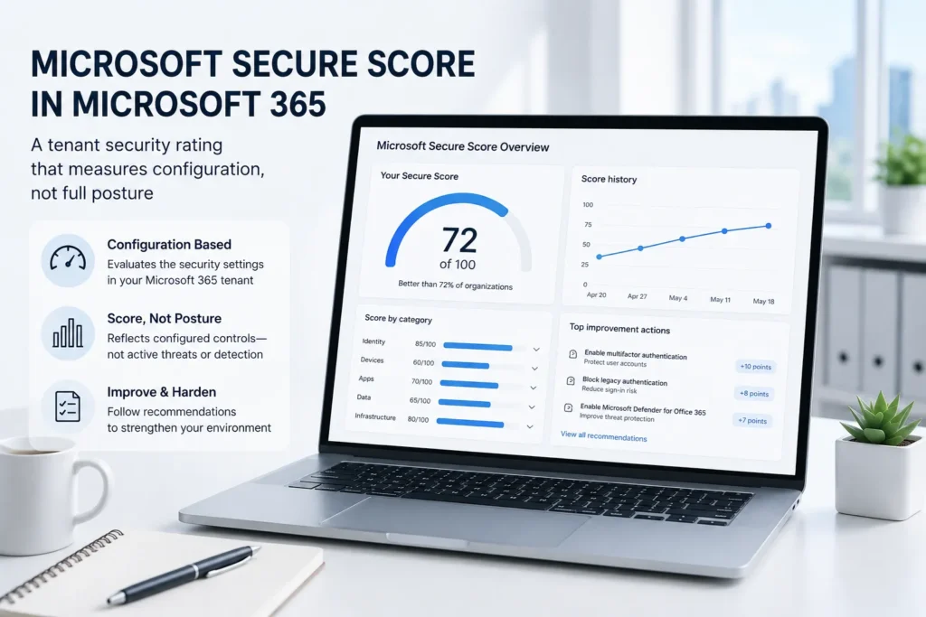 Microsoft Secure Score in Microsoft 365: a tenant security rating that measures configuration, not full posture