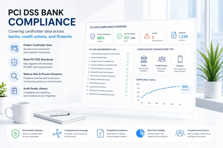 PCI DSS bank compliance covering cardholder data across banks, credit unions, and fintechs