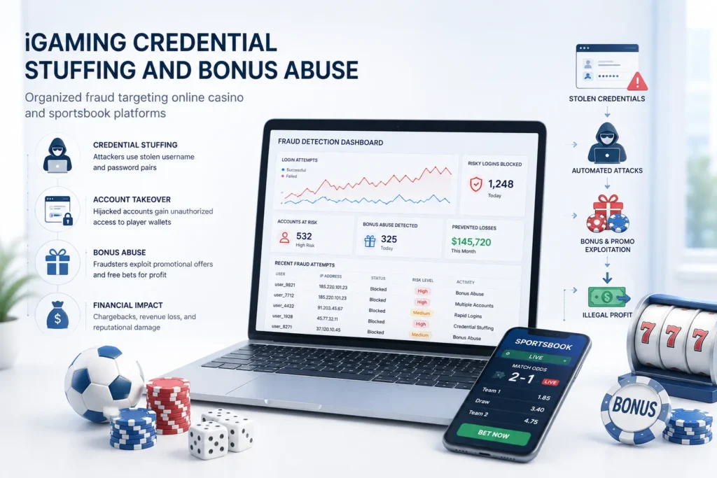 iGaming credential stuffing and bonus abuse: organized fraud targeting online casino and sportsbook platforms