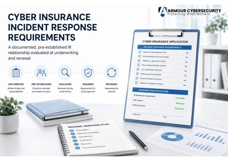 Cyber insurance incident response requirements: a documented, pre-established IR relationship evaluated at underwriting and renewal