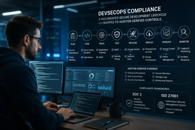 DevSecOps compliance for SOC 2 and ISO 27001: a documented secure development lifecycle mapped to the application-security controls auditors verify.