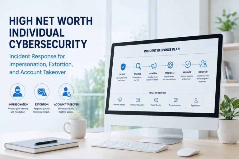 High net worth individual cybersecurity incident response for impersonation, extortion, and account takeover