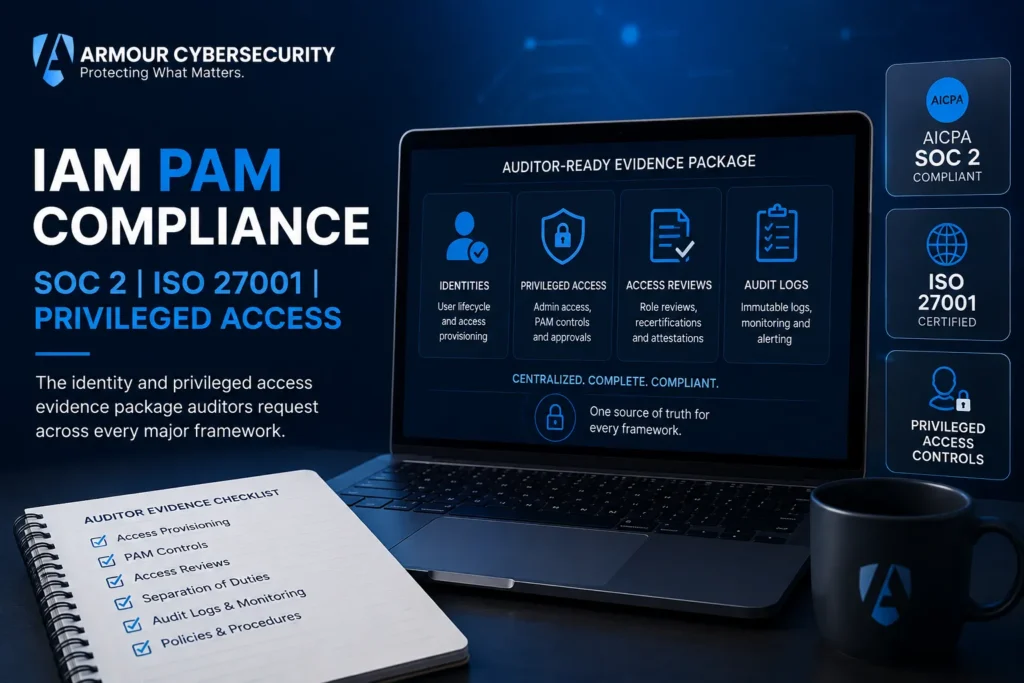 IAM PAM compliance SOC 2 ISO 27001 privileged access: the identity and privileged access evidence package auditors request across every major framework