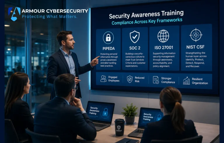 Security awareness training compliance across PIPEDA, SOC 2, ISO 27001, and NIST CSF